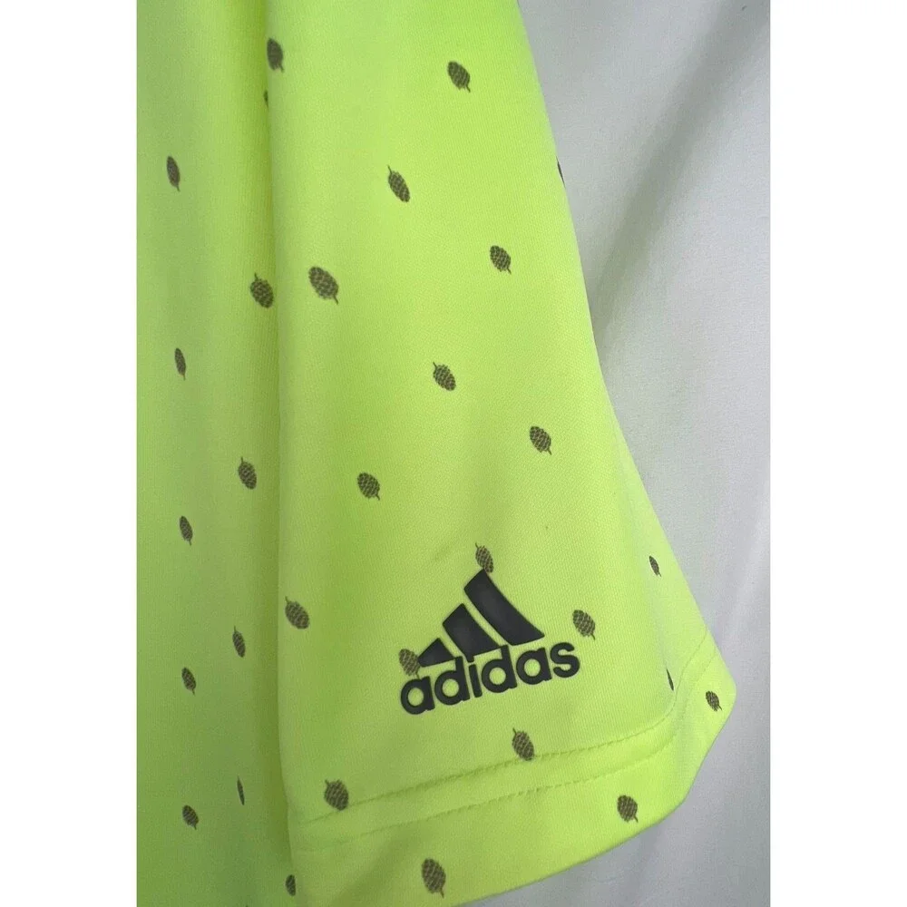 ADIDAS Performance Polo Shirt Mens M Pinecone Print Hi-Res Yellow Gray UPF 50